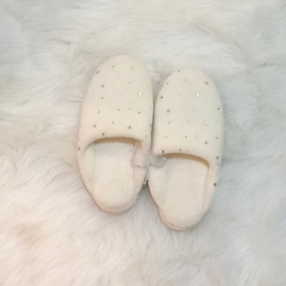 Fury Cream Slippers with gold stars